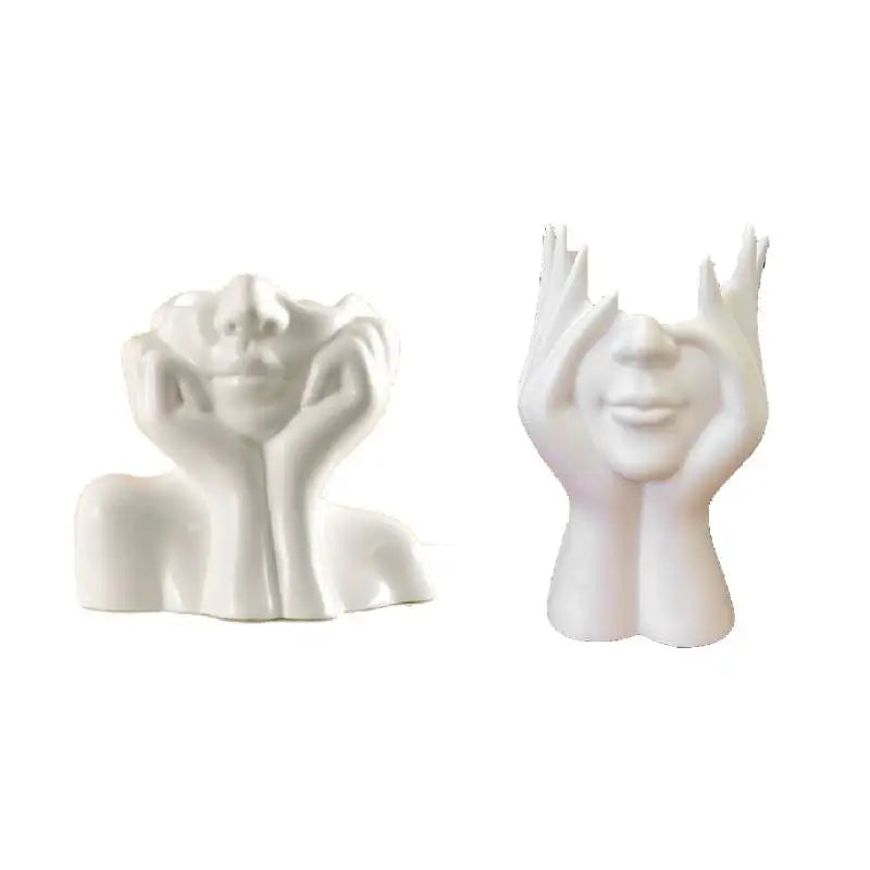 White Boho Face Vase 