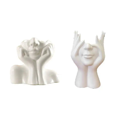 White Boho Face Vase 