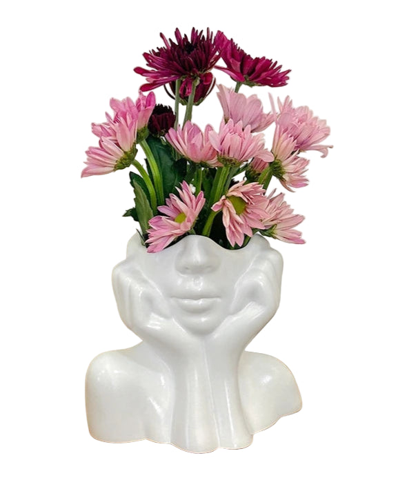 White Boho Face Vase 