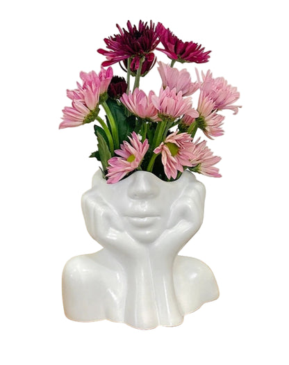 White Boho Face Vase 