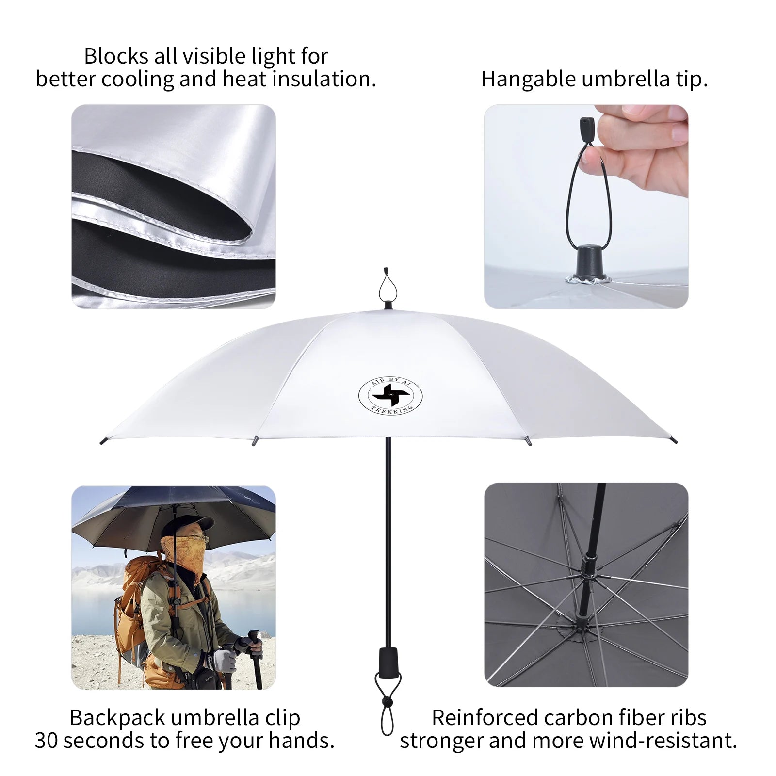 Hiking Umbrella Ultralight Outdoor with Backpack Clip – Sun & Rain Protection