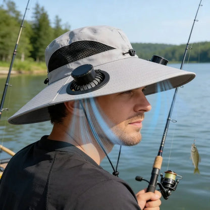 Solar-Powered Cooling Fan UV Protection Sun Hat Camping Summer Travel 