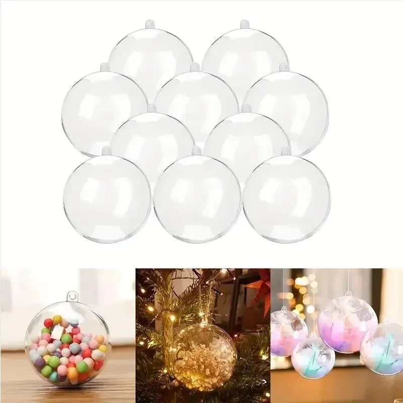 10Pcs Transparent Open Plastic Ball Christmas Decoration 