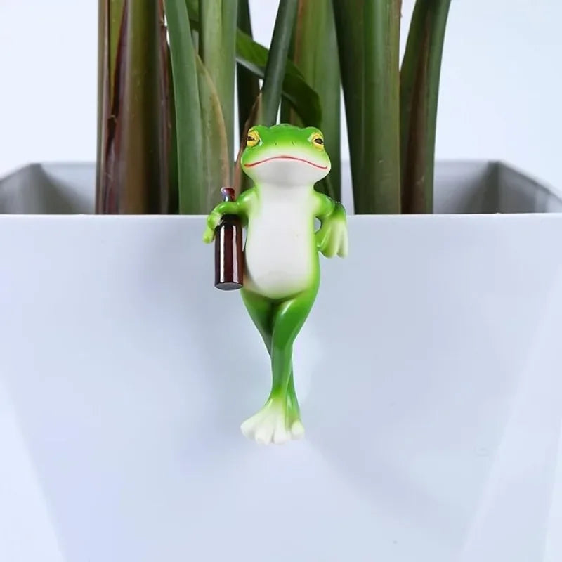 Miniature Frog Figurines Plant Decorations for Pots, Funny Frog Garden Decor 