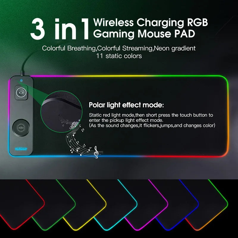 Wireless Charging RGB Luminous Mouse Pad Charger Phone 