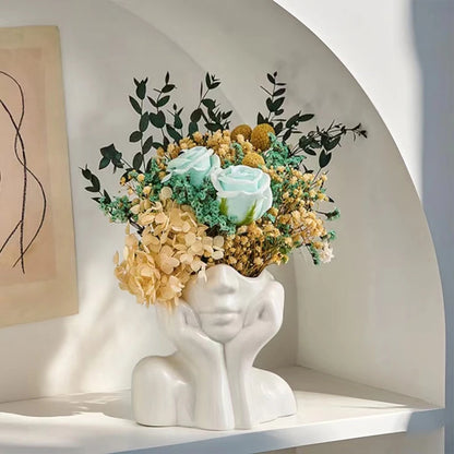 White Boho Face Vase 