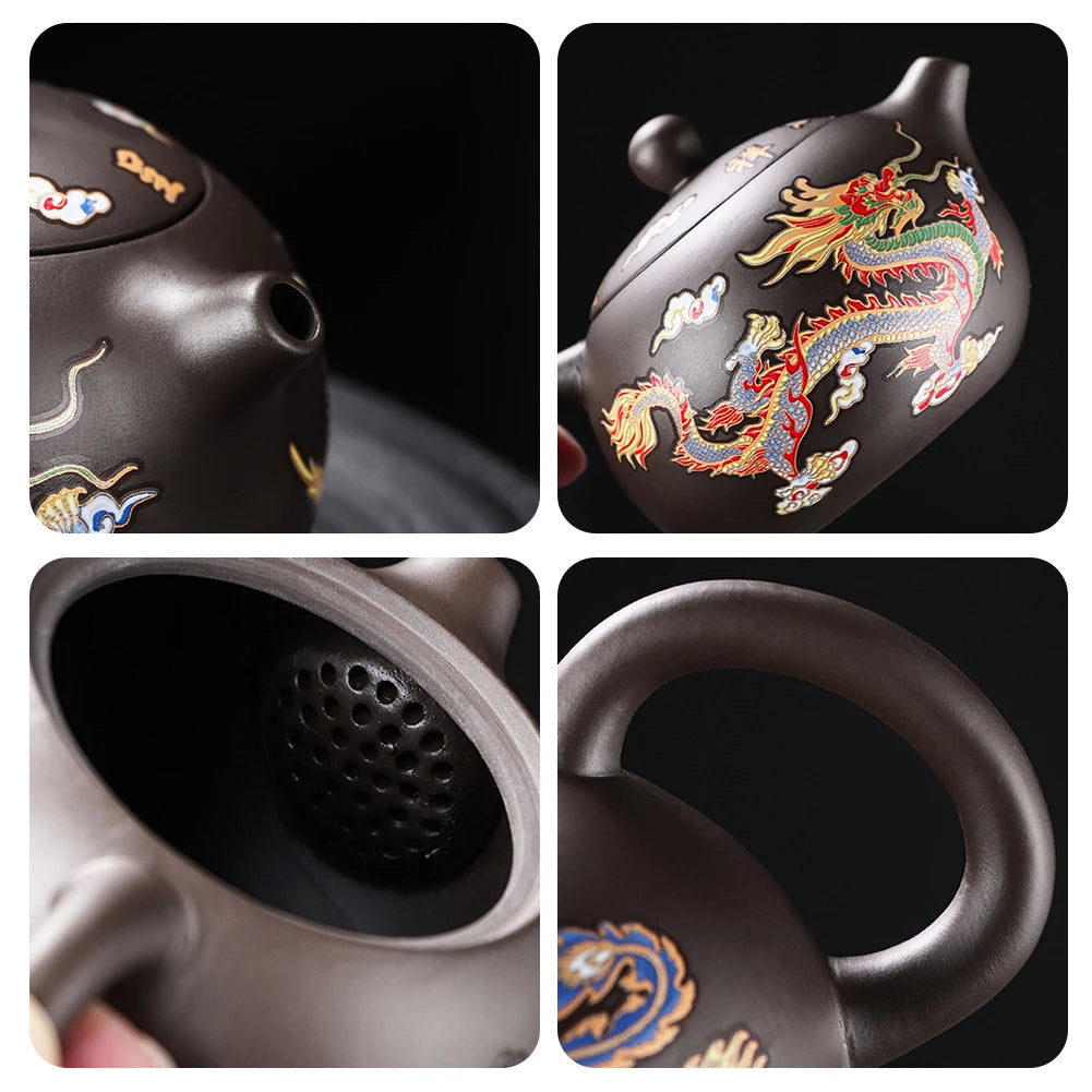 135-350Ml Dragon Teapot Chinese Style Color-Changing Purple Clay Tea Pot Anti-Scald Handle Tea Brewer for Offices Home Camping