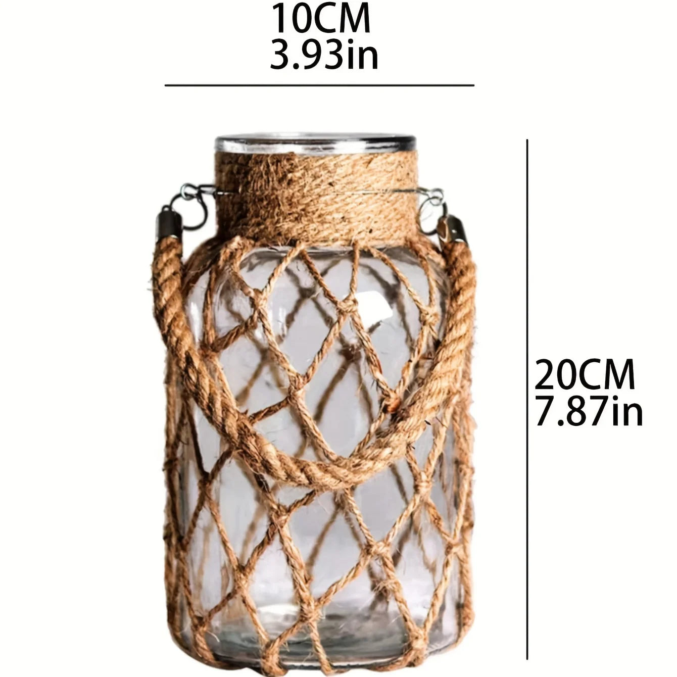 Retro Hemp Rope Glass Vase Hand-Woven 
