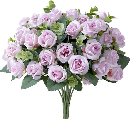 10 Artificial Flower Silk Rose White Eucalyptus Leaves Peony Bouquet Fake Flower for Wedding Table Party Vase Home Decor