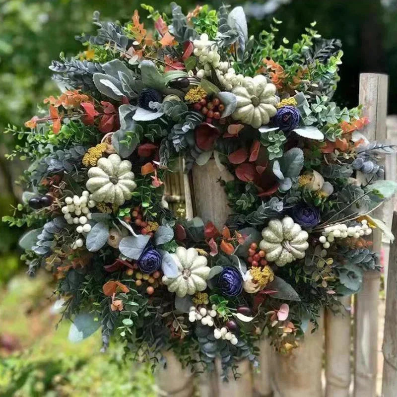 Fall Door Pumpkin Wreath Pumpkin Maple Leaf Halloween Decor