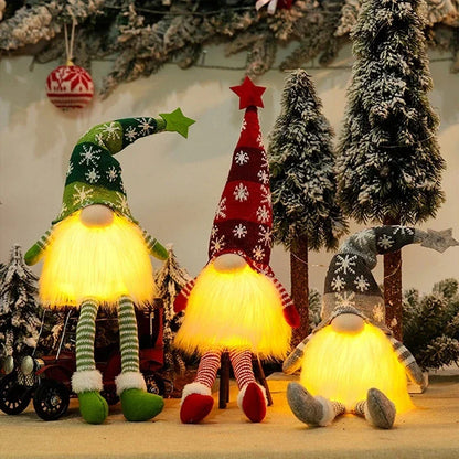 Christmas Faceless Doll Gnome Ornaments LED Light 