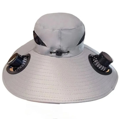 Solar-Powered Cooling Fan UV Protection Sun Hat Camping Summer Travel 
