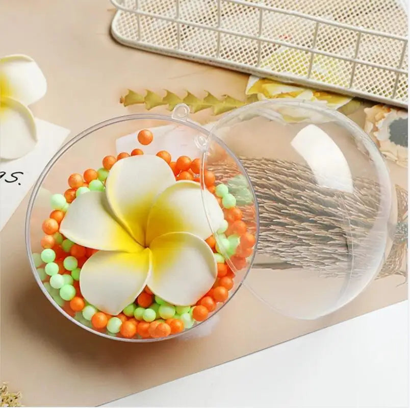 10Pcs Transparent Open Plastic Ball Christmas Decoration 