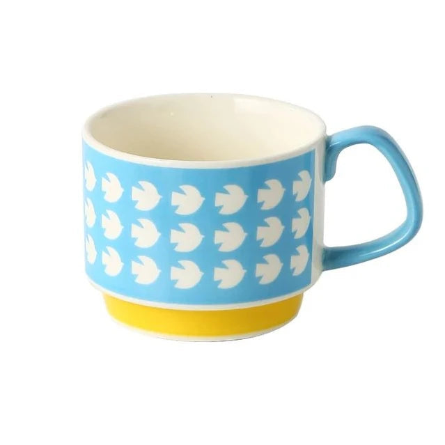 300Ml Japanese Flower Coffee Mug Set Retro Ceramic 