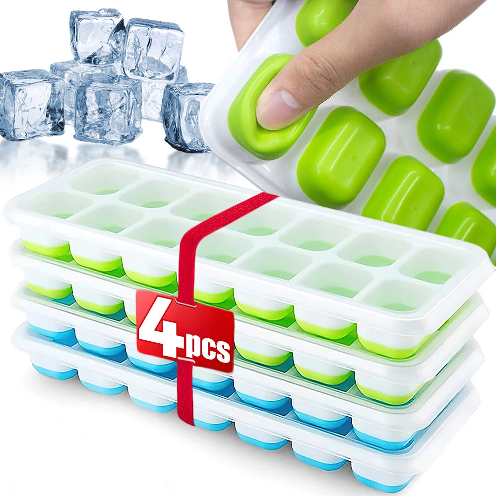 Ice Cube Tray Mold with Lid Silicone Square 14 Cube 