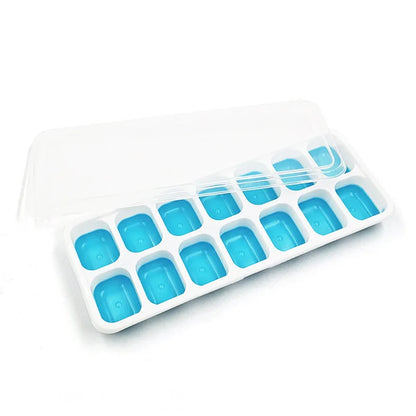 Ice Cube Tray Mold with Lid Silicone Square 14 Cube 