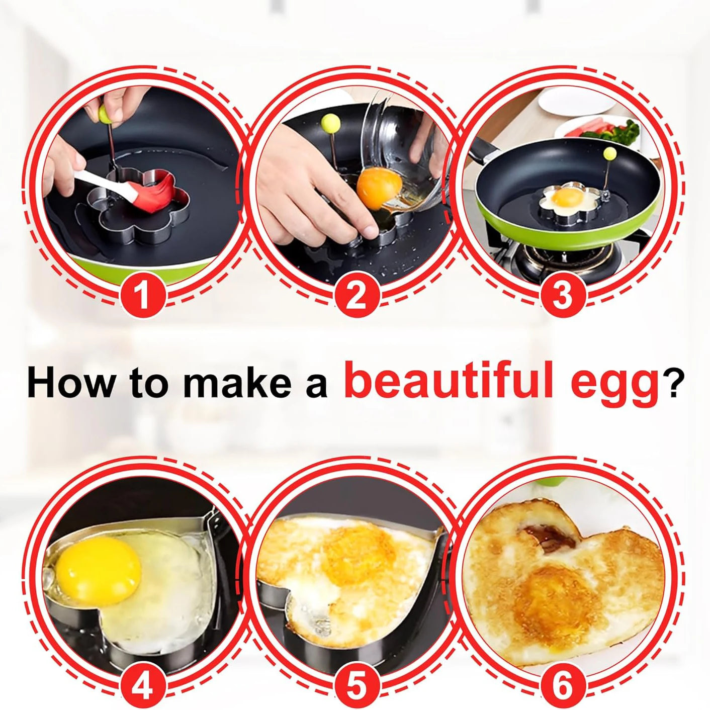 Stainless Steel Pancake & Egg Shaper for Frying Pan 
