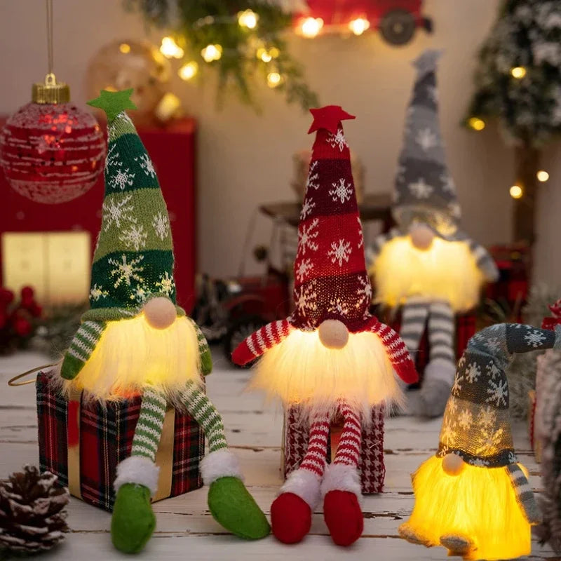 Christmas Faceless Doll Gnome Ornaments LED Light 
