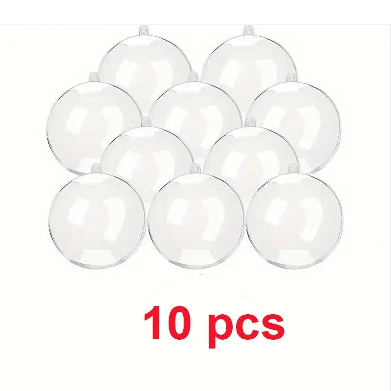 10Pcs Transparent Open Plastic Ball Christmas Decoration 
