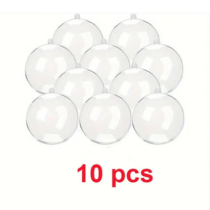 10Pcs Transparent Open Plastic Ball Christmas Decoration 