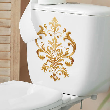 Golden Pattern Decorative Toilet Wall Sticker for Bathroom Decor 