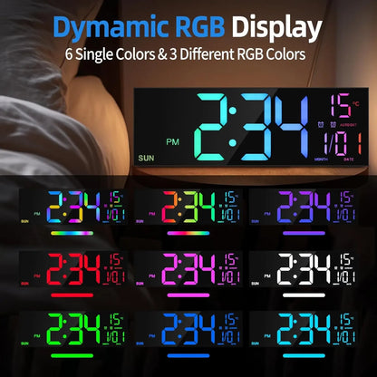 Large Digital Wall Clock with Remote Control 