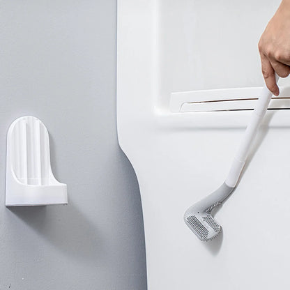 Toilet Brush Set with Base Bathroom Wall-Mounted 
