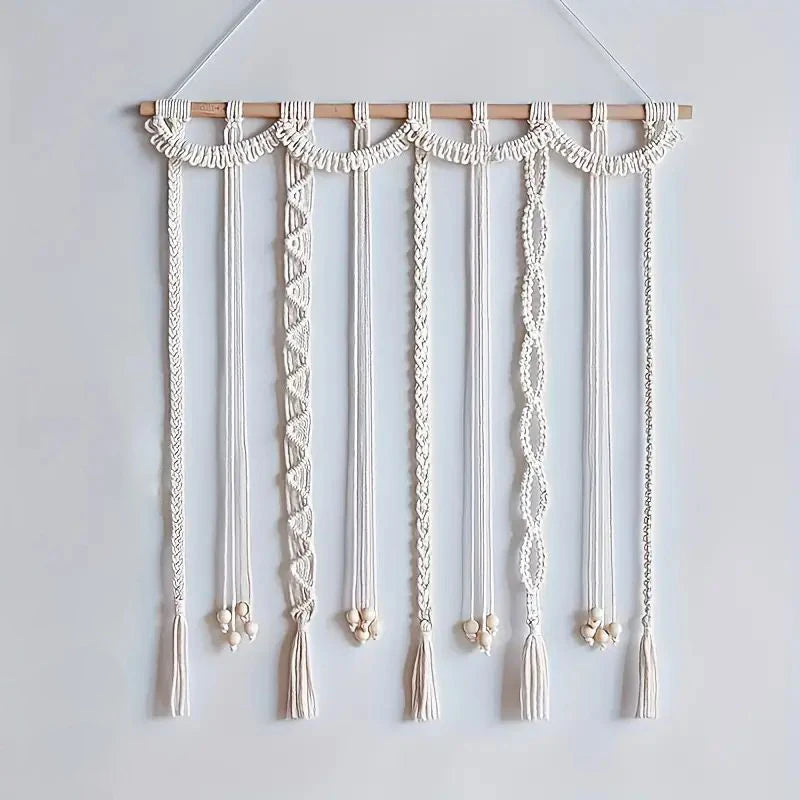 Boho Tassel Photo Display Wall Hanging with Wooden Clips