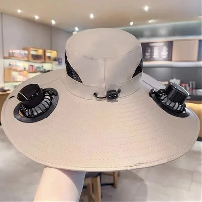 Solar-Powered Cooling Fan UV Protection Sun Hat Camping Summer Travel 