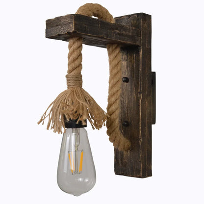 Industrial Retro Wall Sconce, Vintage Metal Wood Light