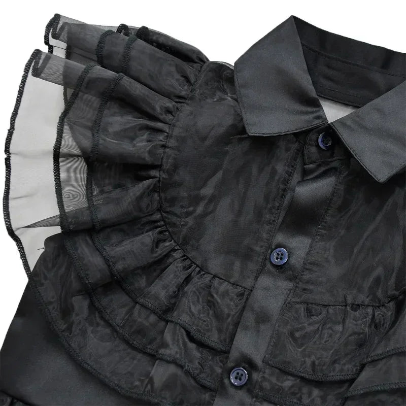 Wednesday Addams Dress up Costume for Girls Birthday Halloween Cosplay Party Dress with Wig Socks Belts for Kids 2-12 Years