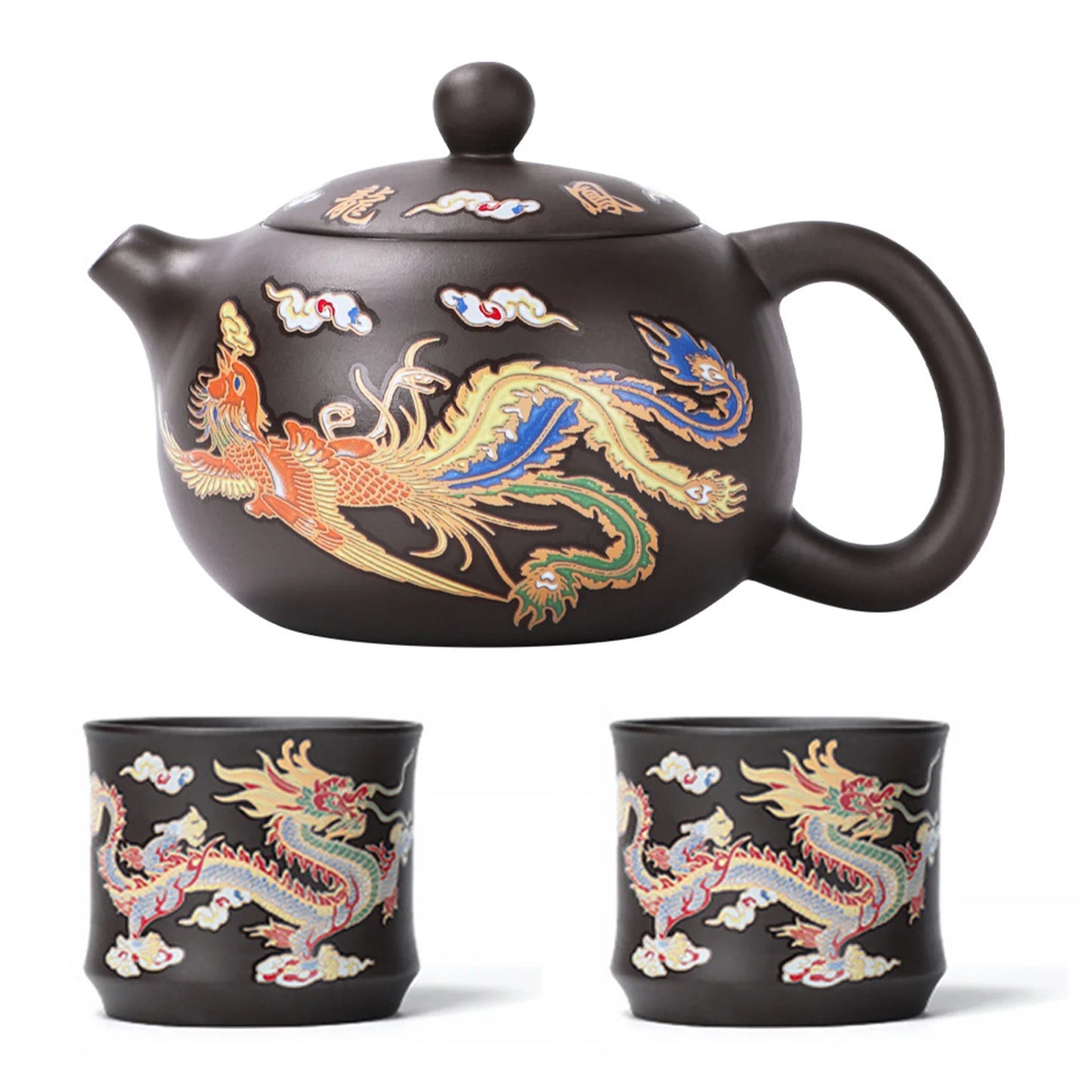 135-350Ml Dragon Teapot Chinese Style Color-Changing Purple Clay Tea Pot Anti-Scald Handle Tea Brewer for Offices Home Camping