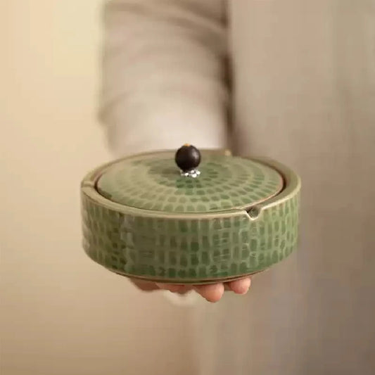 Ceramic Ashtray with Lid Home Office