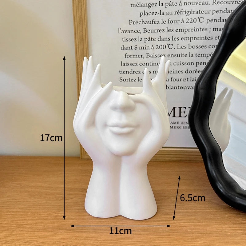 White Boho Face Vase 