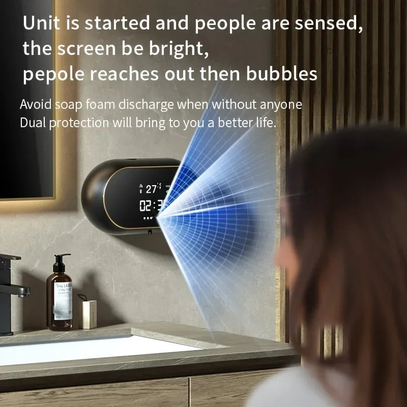 Wall-Mounted Automatic Soap Dispenser Screen Soap Dispenser Automatic Touchless Rechargeable Sensor Soap Dispenser with LED