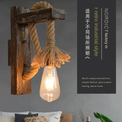 Industrial Retro Wall Sconce, Vintage Metal Wood Light