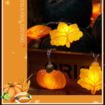 1.5/3M Halloween LED Pumpkin Light String Nut Maple Leaf Lamp 
