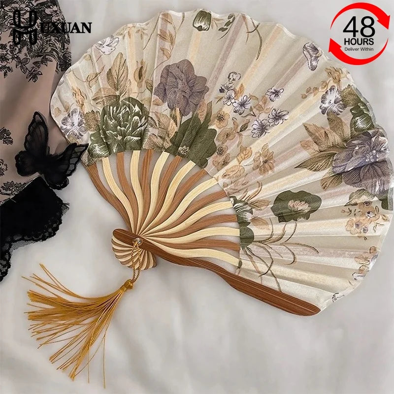 Chinese Style Silk Folding Fan – Vintage Bamboo Hand Fan