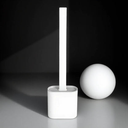 Slim Flexible Toilet Brush with Wall Mount Sticker Non-Slip Long Handle Soft Silicone Bathroom Cleaning Tool
