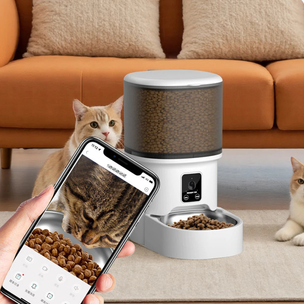 ZYFreeder® 4L WIFI Button Automatic Cat and Dog Pet Smart Feeder (No 5V 1A Plug)