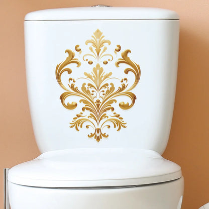 Golden Pattern Decorative Toilet Wall Sticker for Bathroom Decor 