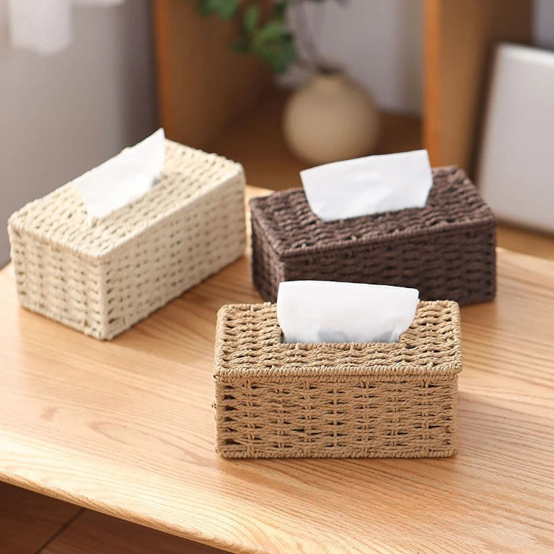 New Woven Grass Tissue Storage Box 