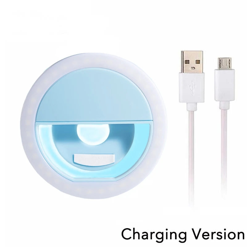 USB Rechargeable LED Selfie Ring Light with Phone Clip Photo Lamps Video Light Photography Ringlight for Iphone Samsung Xiaomi