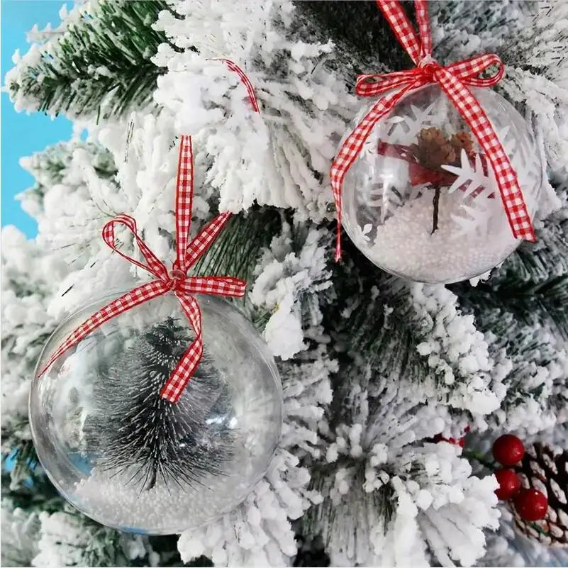 10Pcs Transparent Open Plastic Ball Christmas Decoration 