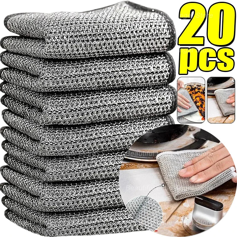 20/5Pcs Thickened Steel Wire Cleaning Cloth Kitchen Towel