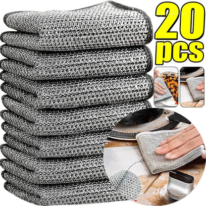 20/5Pcs Thickened Steel Wire Cleaning Cloth Kitchen Towel