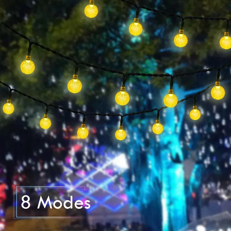 String Lights Outdoor Waterproof Solar Powered for Garden 8 Modes