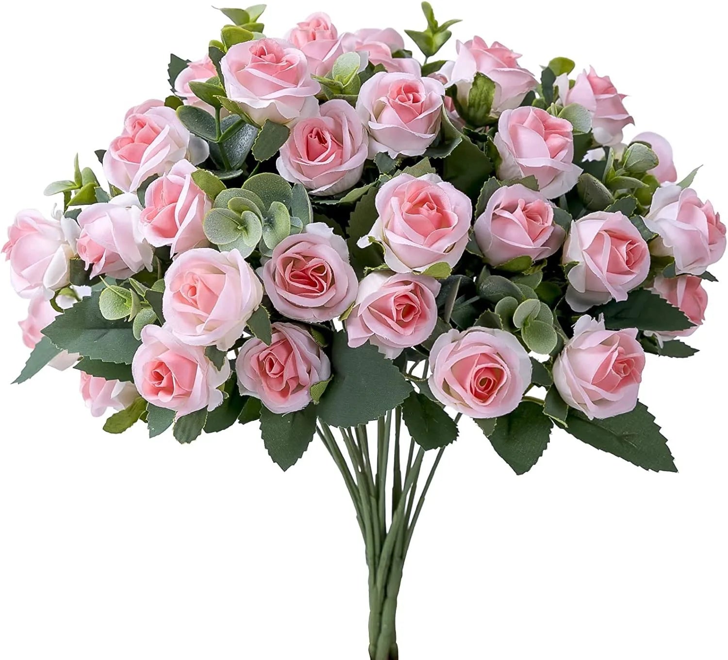 10 Artificial Flower Silk Rose White Eucalyptus Leaves Peony Bouquet Fake Flower for Wedding Table Party Vase Home Decor