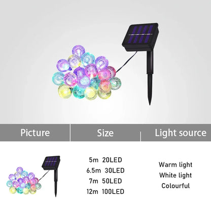 String Lights Outdoor Waterproof Solar Powered for Garden 8 Modes
