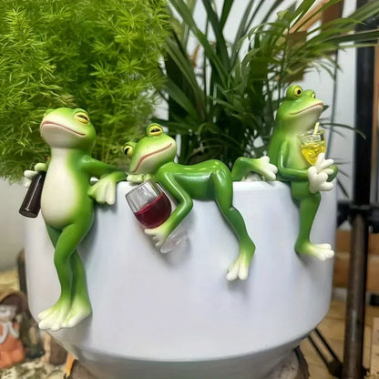 Miniature Frog Figurines Plant Decorations for Pots, Funny Frog Garden Decor 